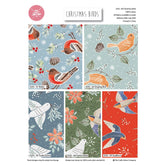 Oiseaux de Noël - Lot de 5 Fat Quarters en coton imprimé Noël pour le quilting et l'artisanat